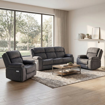 Morgan 3+1+1 Electric Recliner Suite in Slate Grey, in a living room setting