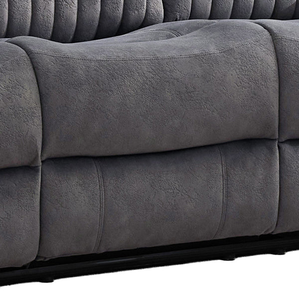 Morgan 3+1+1 Electric Recliner Suite in Slate Grey, close-up of the upholstered seat fronts