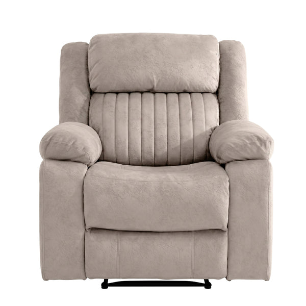 Morgan 3+1+1 Electric Recliner Suite in Taupe, matching recliner armchair shown from the front