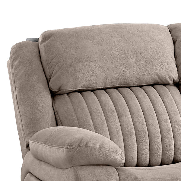 Morgan 3+1+1 Electric Recliner Suite in Taupe, close-up of the padded backrest and armrest