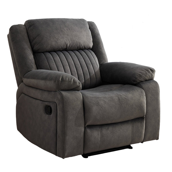 Morgan 3+1+1 Manual Recliner Suite in Iron, matching recliner armchair shown at an angle