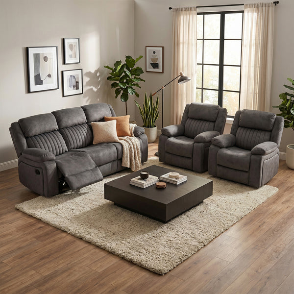 Morgan 3+1+1 Manual Recliner Suite in Iron, in an alternative living room setting