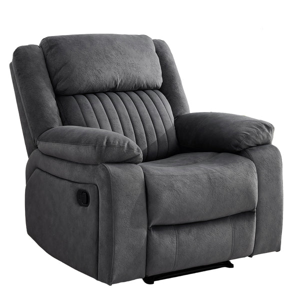 Morgan 3+1+1 Manual Recliner Suite in Slate Grey, matching recliner armchair shown at an angle