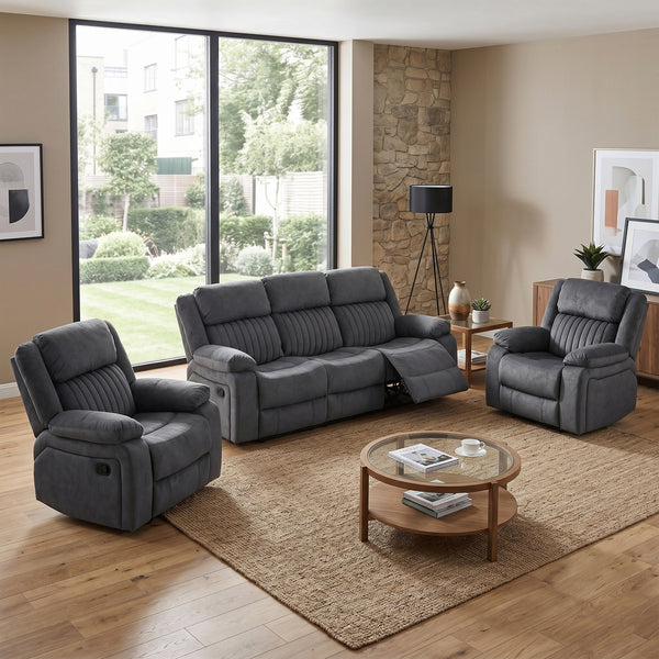 Morgan 3+1+1 Manual Recliner Suite in Slate Grey, in a living room setting