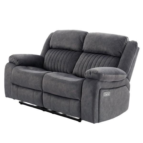 Morgan 3+2 Electric Recliner Suite in Slate Grey, 2-seater sofa with a footrest extended