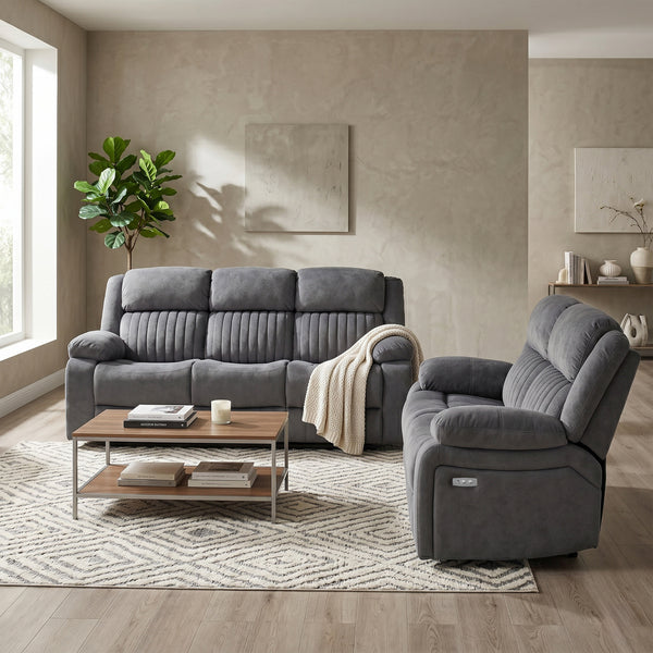 Morgan 3+2 Electric Recliner Suite in Slate Grey, in an alternative living room setting