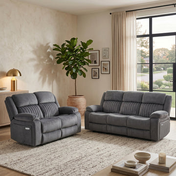 Morgan 3+2 Electric Recliner Suite in Slate Grey, in a living room setting