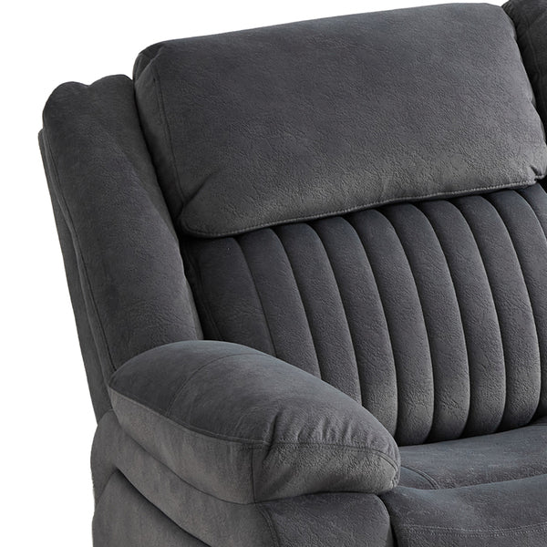 Morgan 3+2 Electric Recliner Suite in Slate Grey, close-up of the padded backrest and armrest