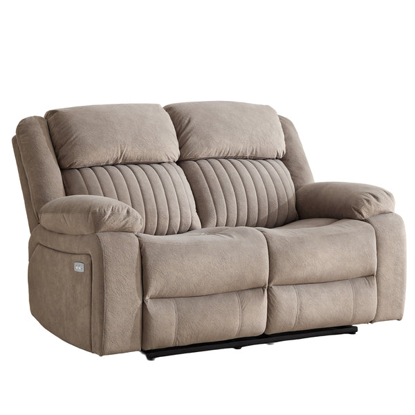 Morgan 3+2 Electric Recliner Suite in Taupe, 2-seater sofa shown at an angle