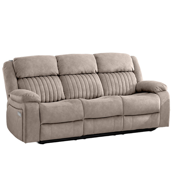 Morgan 3+2 Electric Recliner Suite in Taupe, 3-seater sofa shown at an angle