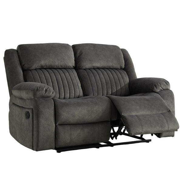 Morgan 3+2 Manual Recliner Suite in Iron, 2-seater sofa with a footrest extended