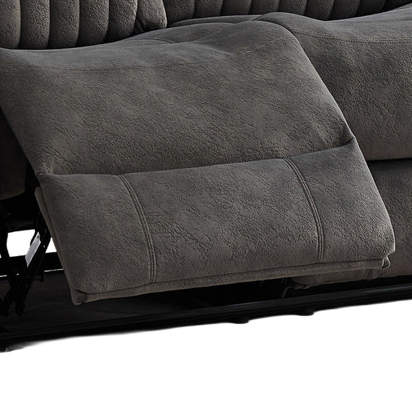 Morgan 3+2 Manual Recliner Suite in Iron, close-up of the extended upholstered footrest