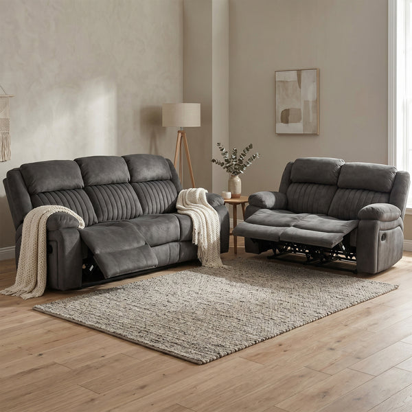 Morgan 3+2 Manual Recliner Suite in Iron, in an alternative living room setting