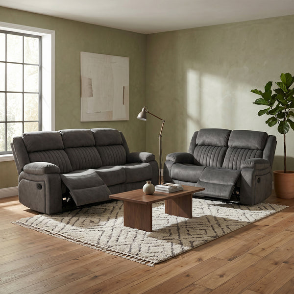 Morgan 3+2 Manual Recliner Suite in Iron, in a living room setting