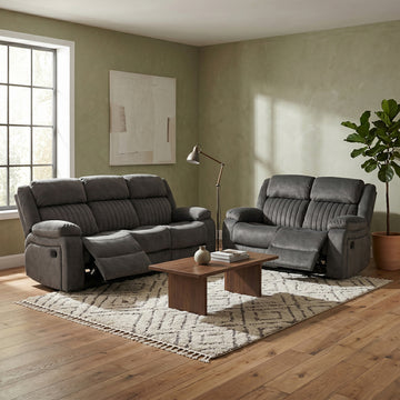 Morgan 3+2 Manual Recliner Suite in Iron, in a living room setting