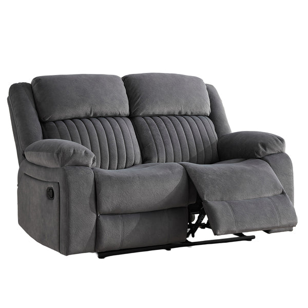 Morgan 3+2 Manual Recliner Suite in Slate Grey, 2-seater sofa with a footrest extended