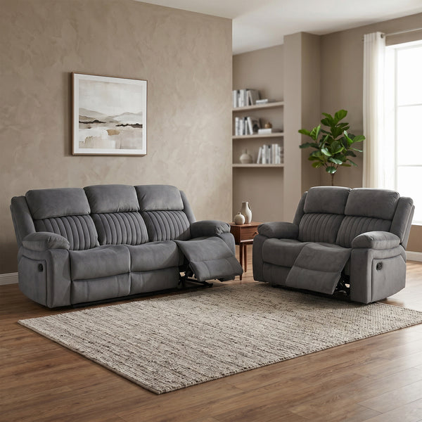 Morgan 3+2 Manual Recliner Suite in Slate Grey, in an alternative living room setting