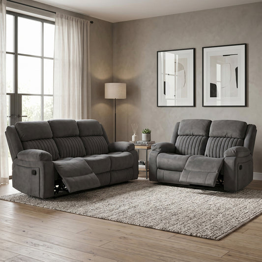 Morgan 3+2 Manual Recliner Suite in Slate Grey, in a living room setting