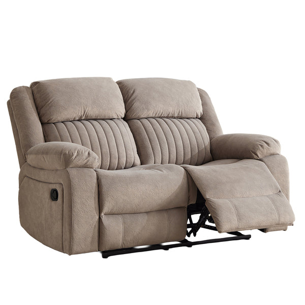Morgan 3+2 Manual Recliner Suite in Taupe, 2-seater sofa with a footrest extended