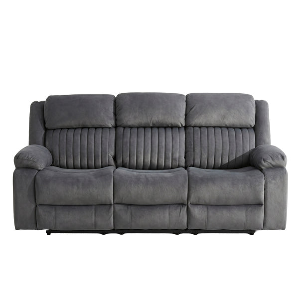Morgan 3 Seater Electric Recliner Sofa in Slate Grey, front view with the footrests closed