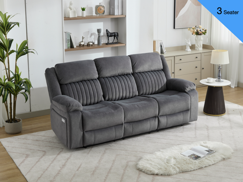 Morgan 3 Seater Electric Recliner Sofa in Slate Grey, shown in the supplier's promotional product image