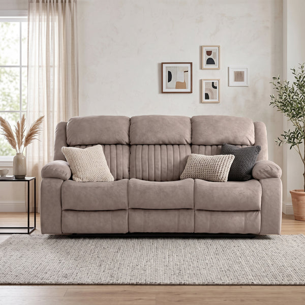 Morgan 3 Seater Electric Recliner Sofa in Taupe, in a living room setting