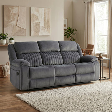 Morgan 3 Seater Manual Recliner Sofa in Slate Grey, in a living room setting