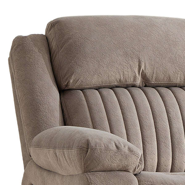 Morgan taupe three seater manual recliner sofa padded backrest detail