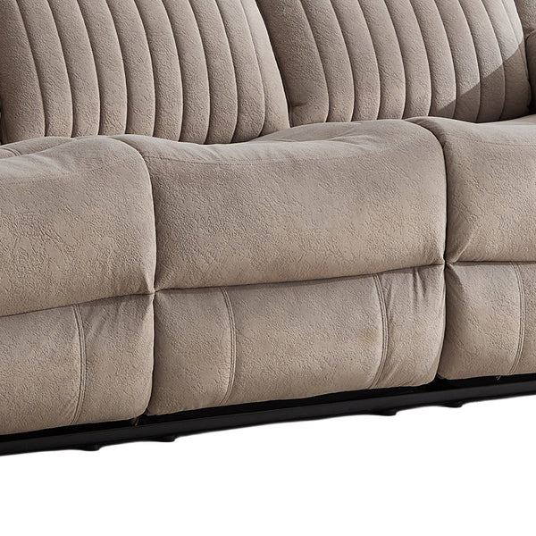 Morgan taupe three seater manual recliner sofa seat cushion detail
