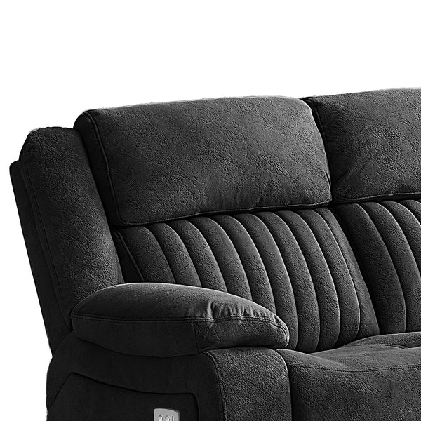 Morgan Slate Grey electric recliner corner sofa backrest detail
