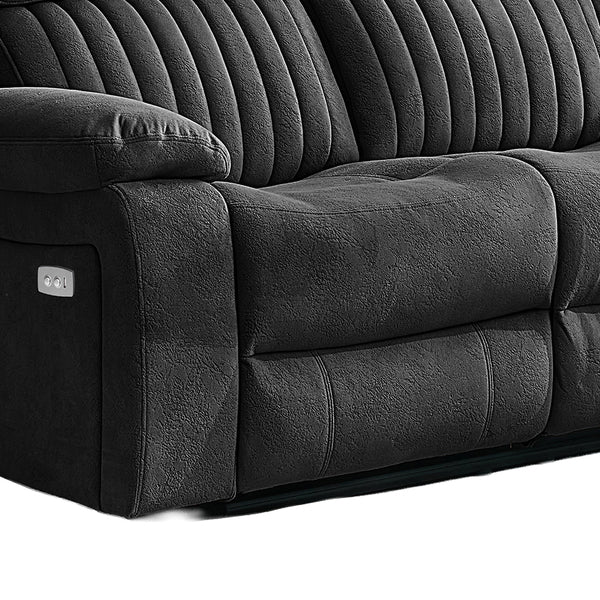 Morgan Slate Grey electric recliner corner sofa electric recliner control detail