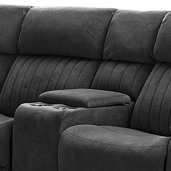 Morgan Slate Grey electric recliner corner sofa centre section detail