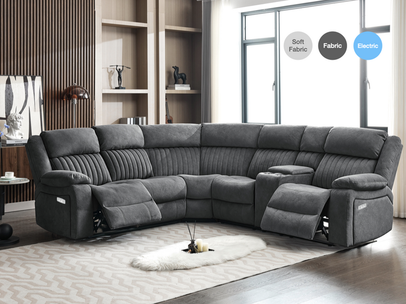 Morgan Slate Grey electric recliner corner sofa supplier product information image