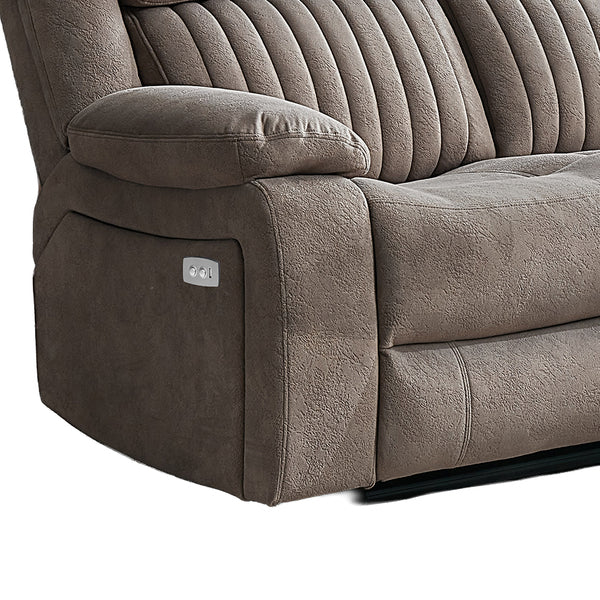 Morgan taupe electric recliner corner sofa electric recliner control detail