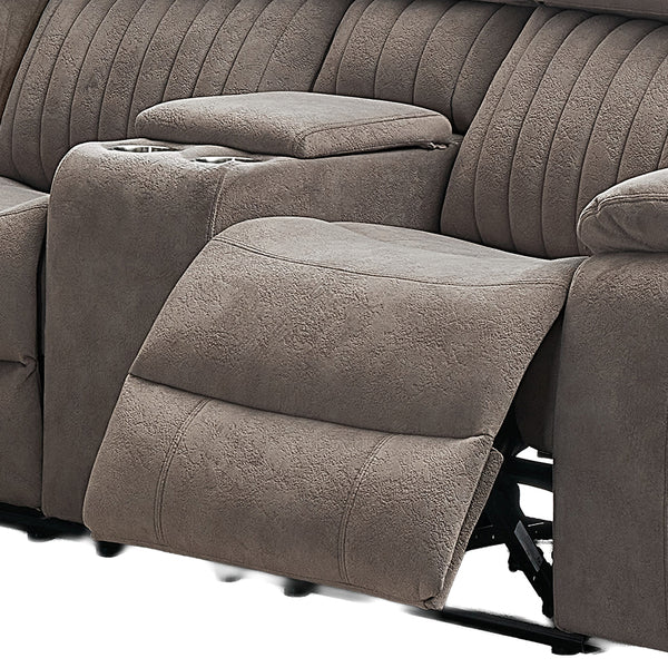 Morgan taupe electric recliner corner sofa extended footrest detail