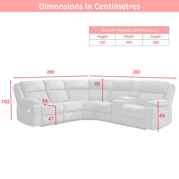 Morgan taupe electric recliner corner sofa dimensions diagram