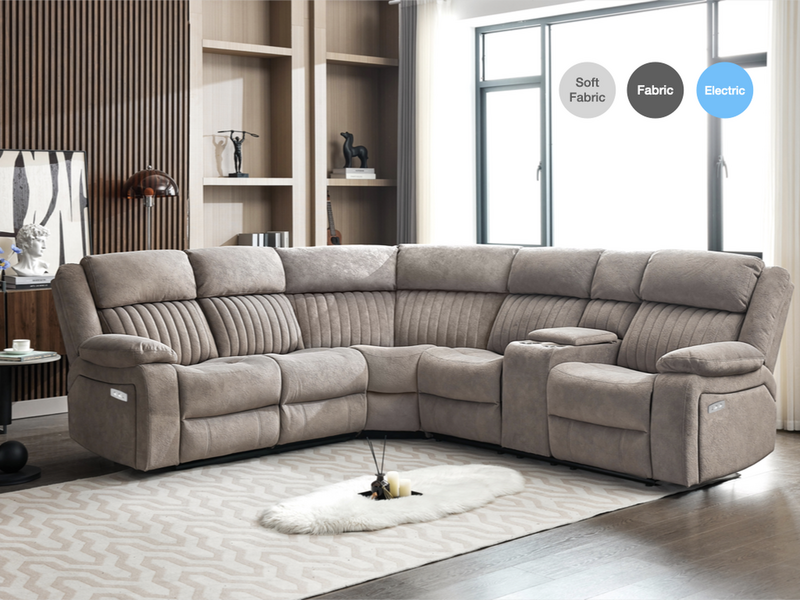 Morgan taupe electric recliner corner sofa supplier product information image