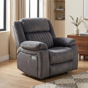 Morgan Electric Recliner Armchair in Slate Grey, in a living room setting