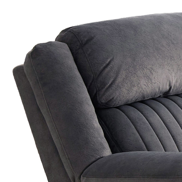 Morgan Electric Recliner Armchair in Slate Grey, close-up of the padded backrest and armrest