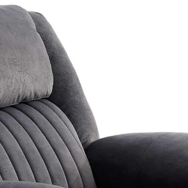 Morgan Electric Recliner Armchair in Slate Grey, close-up of the stitched fabric backrest