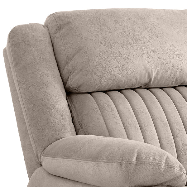 Morgan Electric Recliner Armchair in Taupe, close-up of the padded backrest and armrest