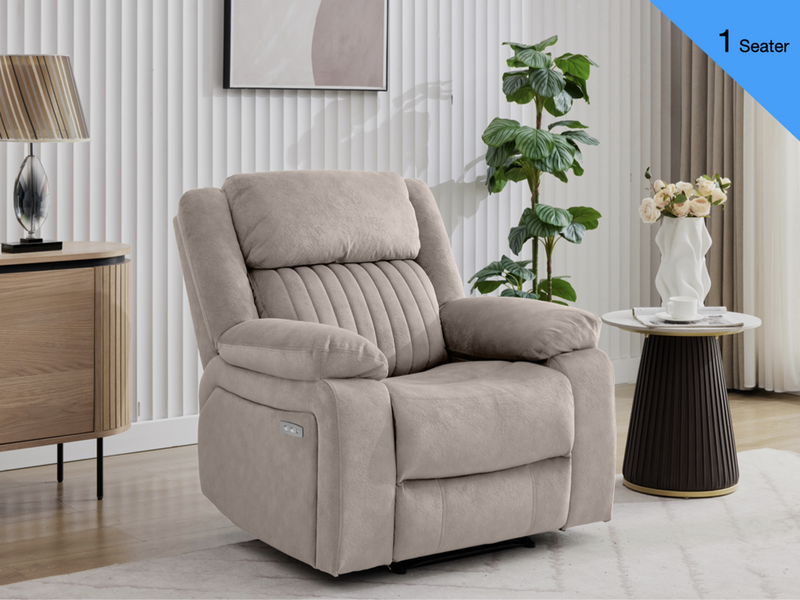Morgan Electric Recliner Armchair in Taupe, shown in the supplier's promotional product image
