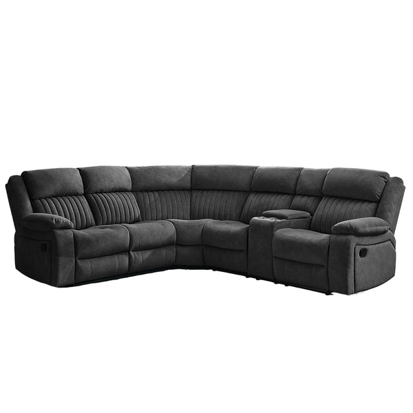 Morgan Iron manual recliner corner sofa upright on a white background