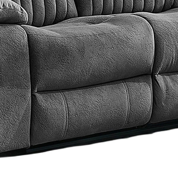 Morgan Slate Grey manual recliner corner sofa seat detail