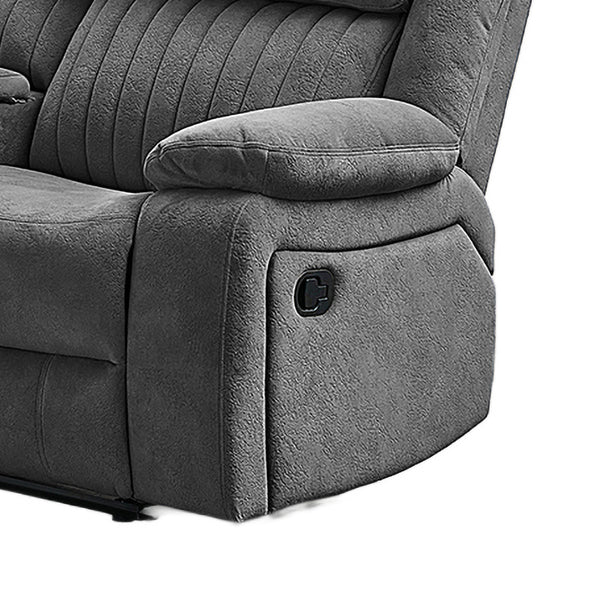 Morgan Slate Grey manual recliner corner sofa manual reclining handle detail