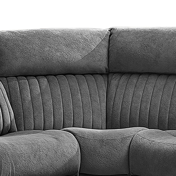Morgan Slate Grey manual recliner corner sofa centre section detail