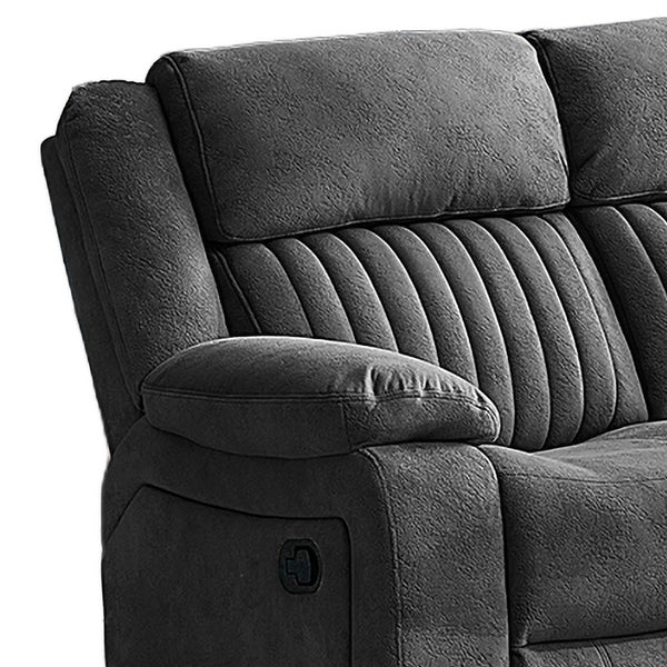 Morgan Slate Grey manual recliner corner sofa backrest detail