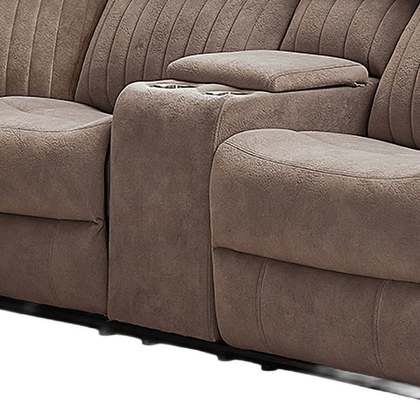 Morgan taupe manual recliner corner sofa centre section detail