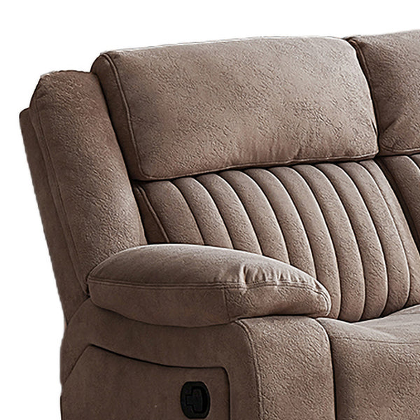 Morgan taupe manual recliner corner sofa backrest detail