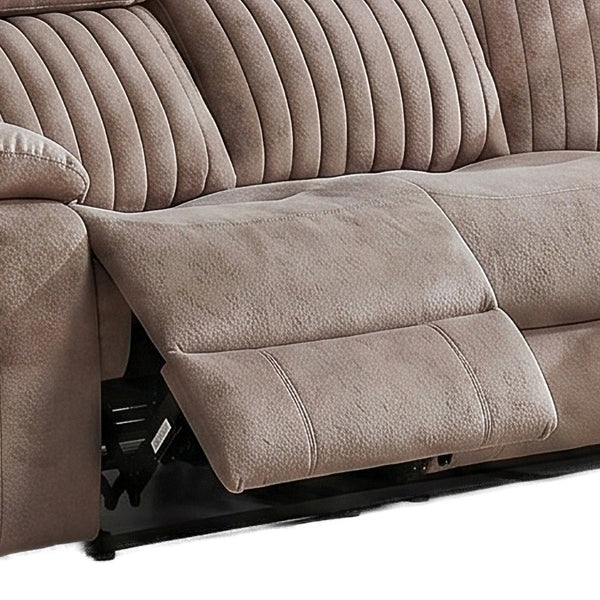 Morgan taupe manual recliner corner sofa extended footrest detail